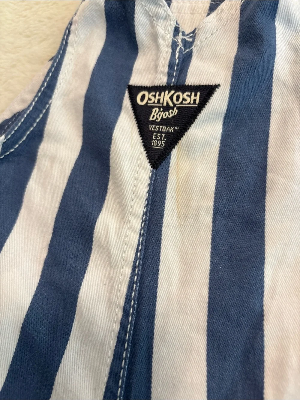 OshKosh Striped overalls shorts blue white 6 month baby girl boy